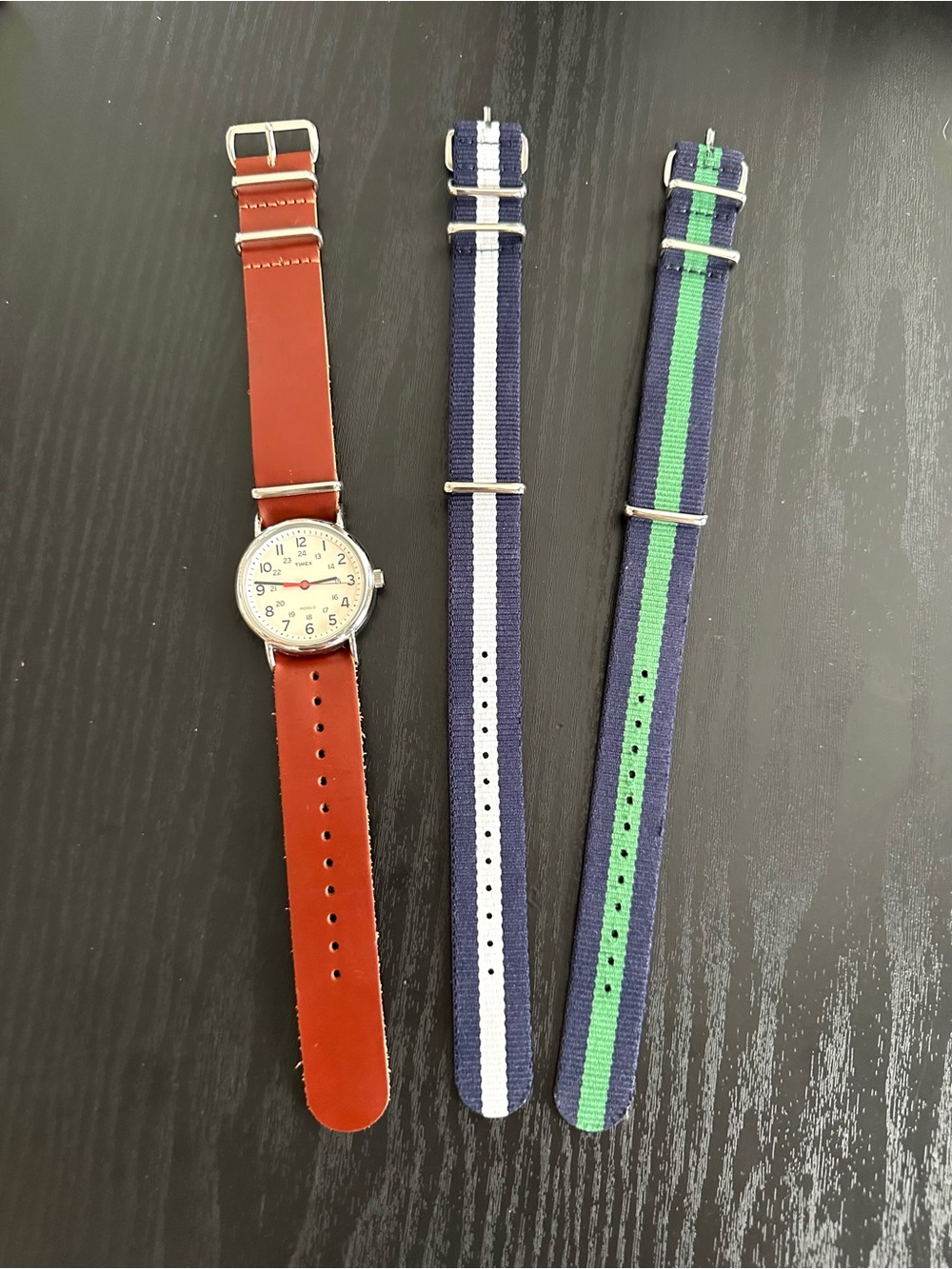 Timex Silver Case 38mm Watch with Brown Leather Strap and extra straps